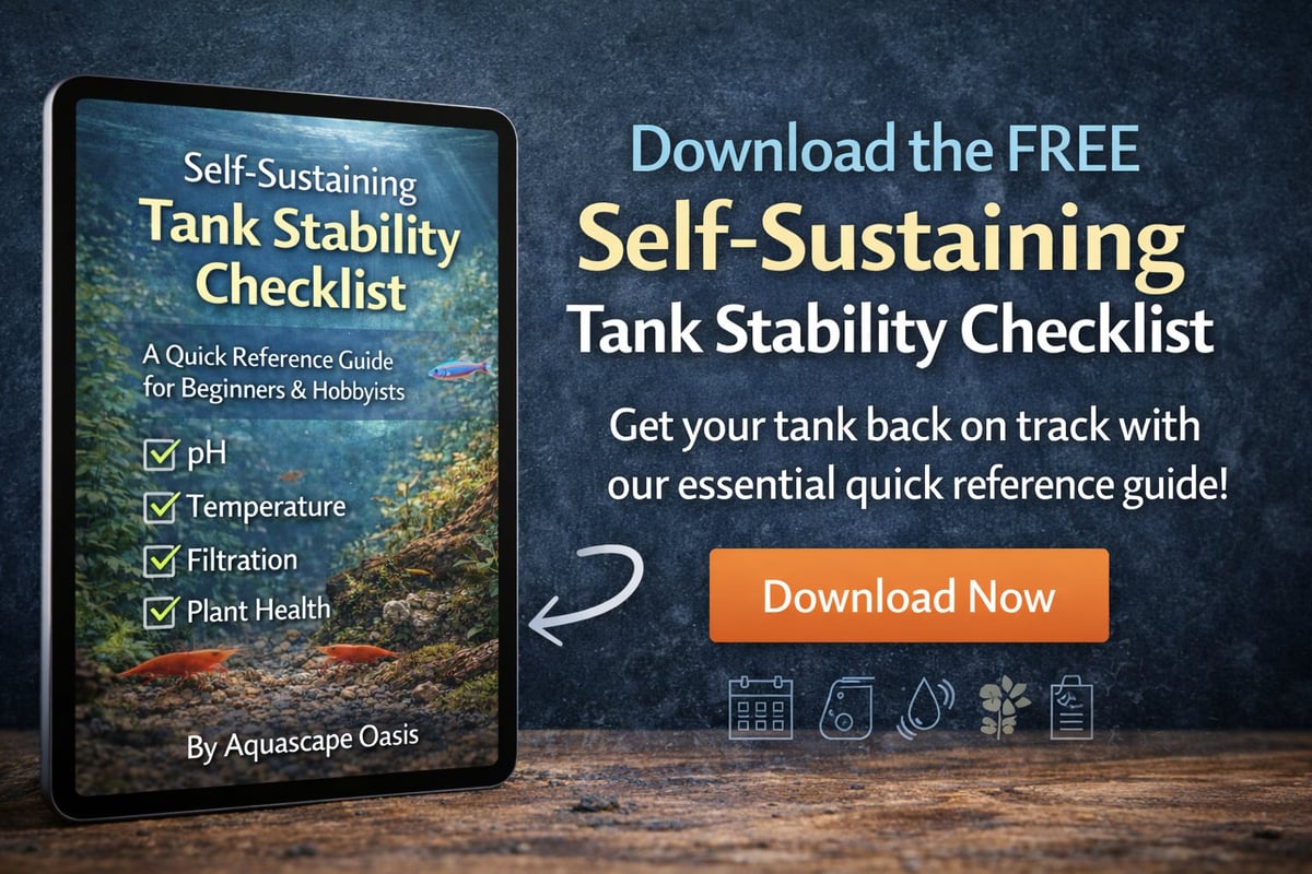 E-book cover for Self-Sustaining Tank Stability Checklist displayed on tablet with download offer and orange button