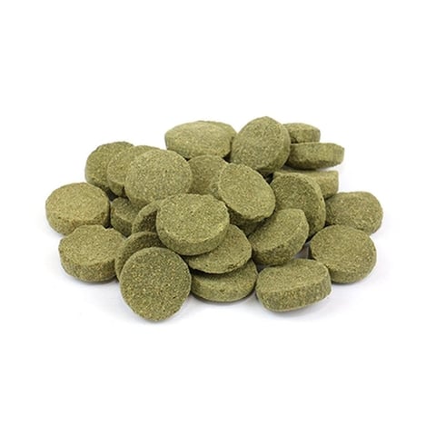 Pile of green algae wafer pellets for aquarium shrimp and bottom feeders