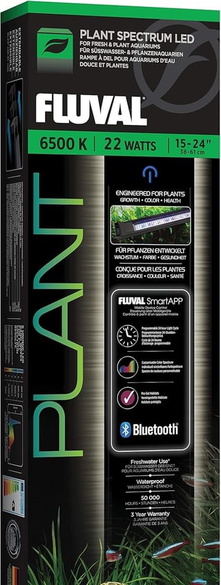 Fluval Plant Spectrum LED aquarium light package, 22 watts, 6500K color temperature, 15-24 inch size with Bluetooth control
