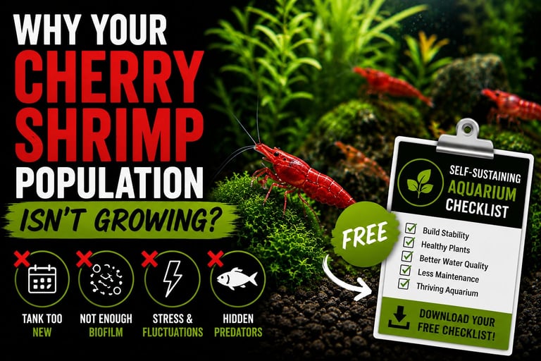 Red cherry shrimp in a planted aquarium promoting healthy shrimp colony growth