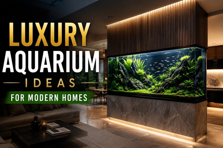 Luxury built-in freshwater aquarium integrated into a modern home